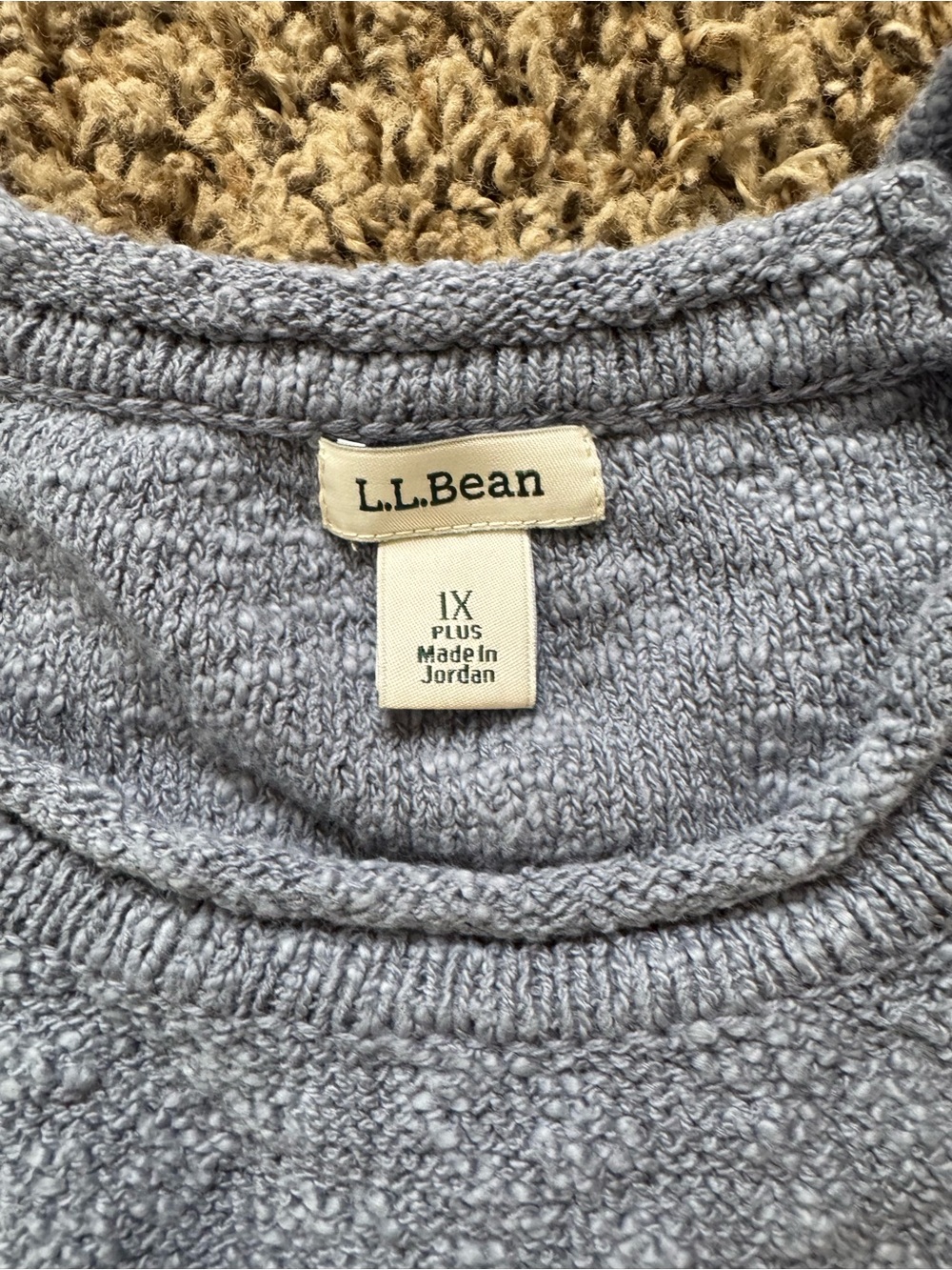 L.L. Bean Textured Light Blue Crewneck Sweater - Picture 2 of 2